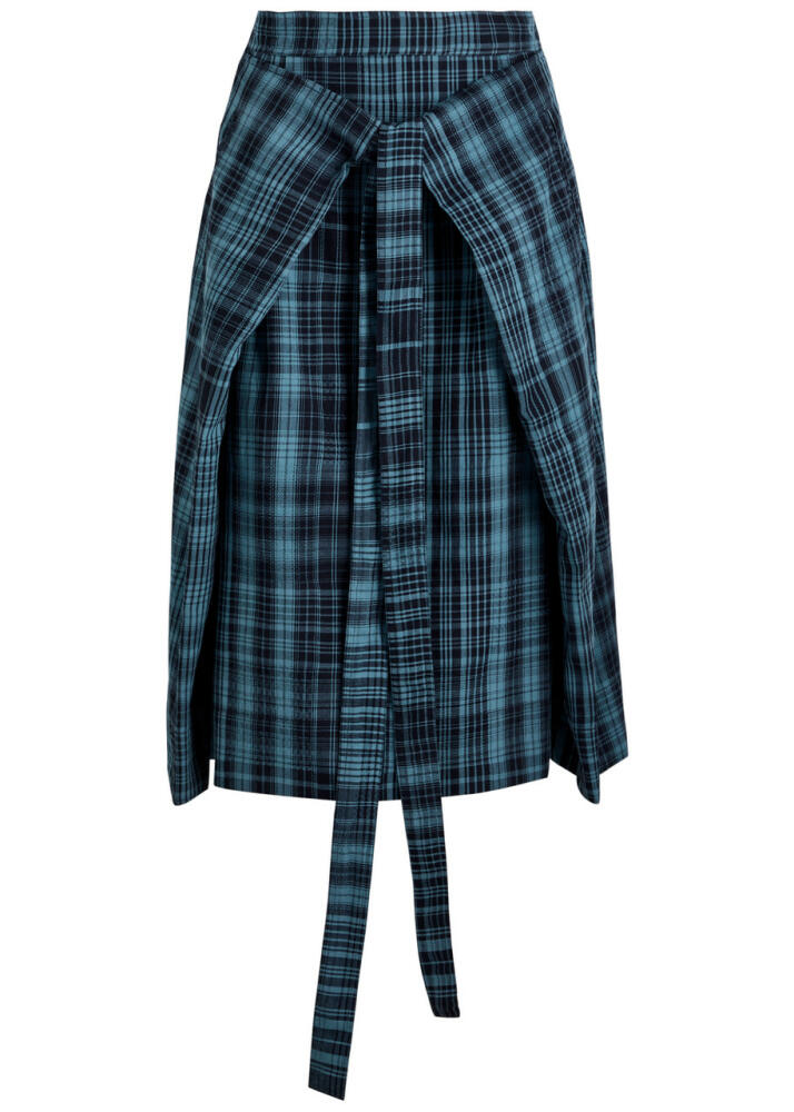 Ymc George Checked Cotton Midi Skirt - Indigo Cover