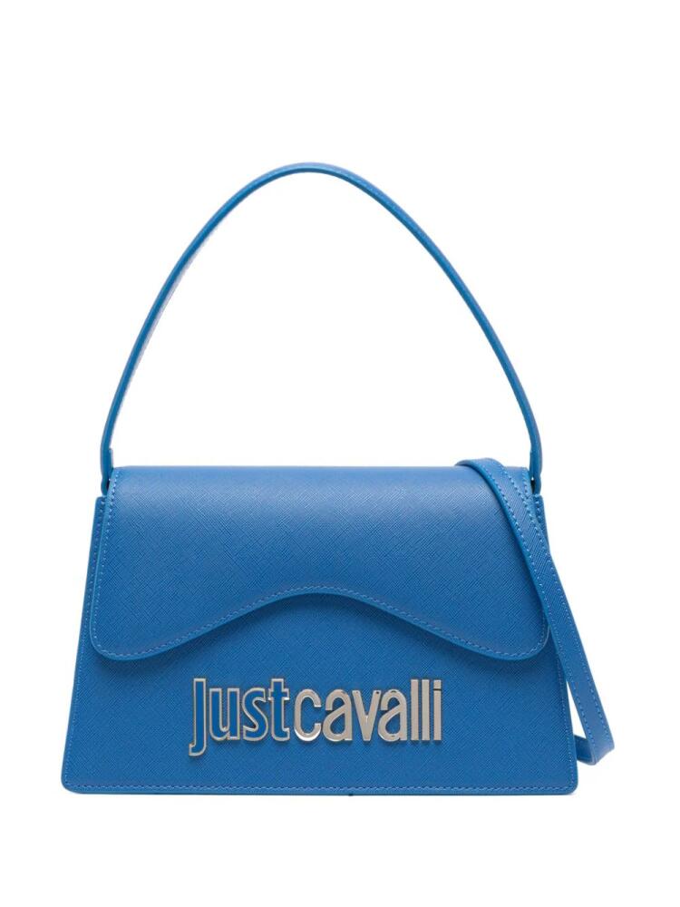 Just Cavalli logo-lettering saffiano-leather tote bag - Blue Cover