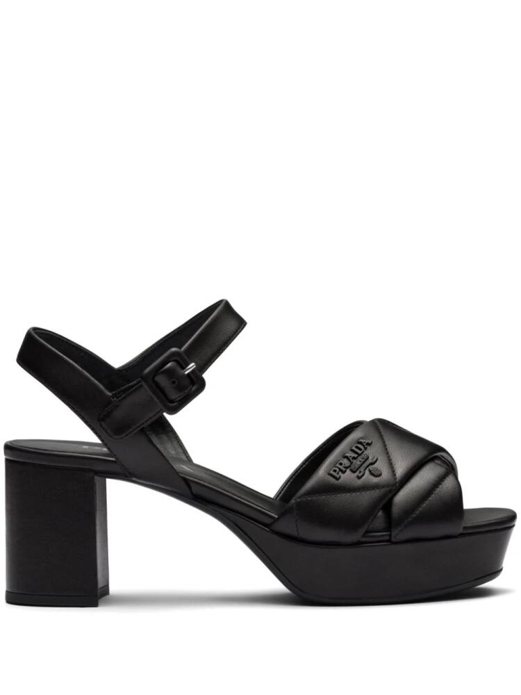 Prada 65mm quilted leather sandals - Black Cover