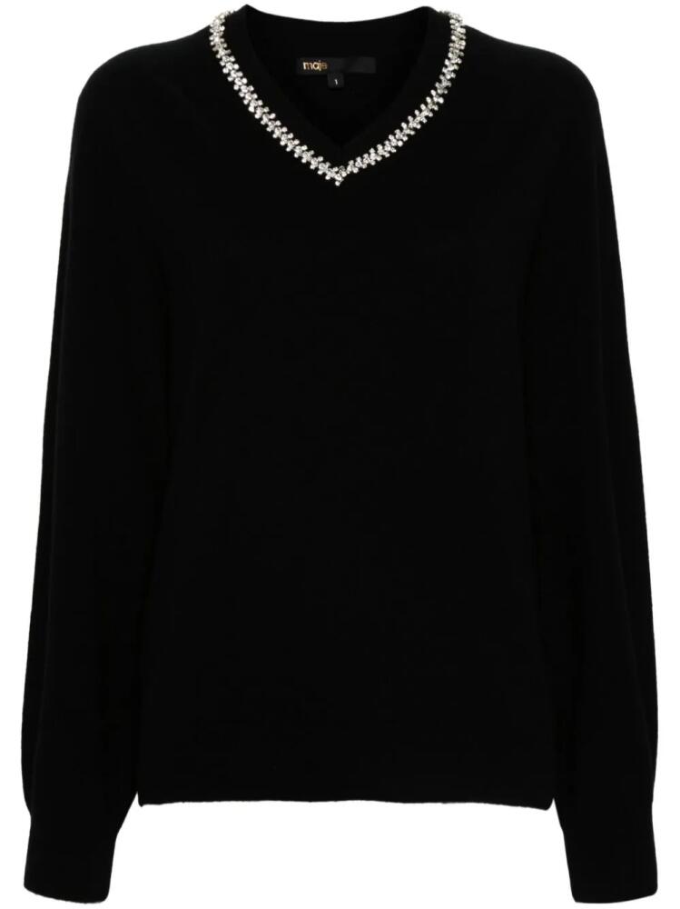 Maje rhinestone-embellished sweater - Black Cover