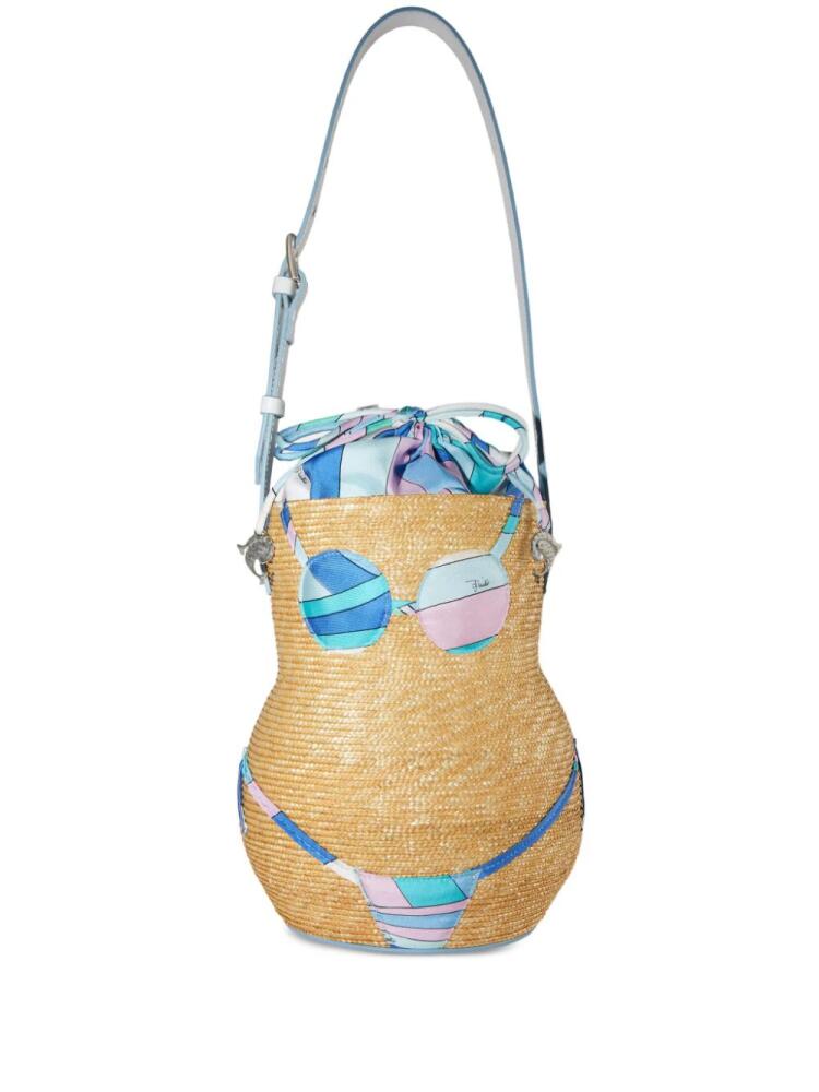 PUCCI Puccinella straw bucket bag - Neutrals Cover