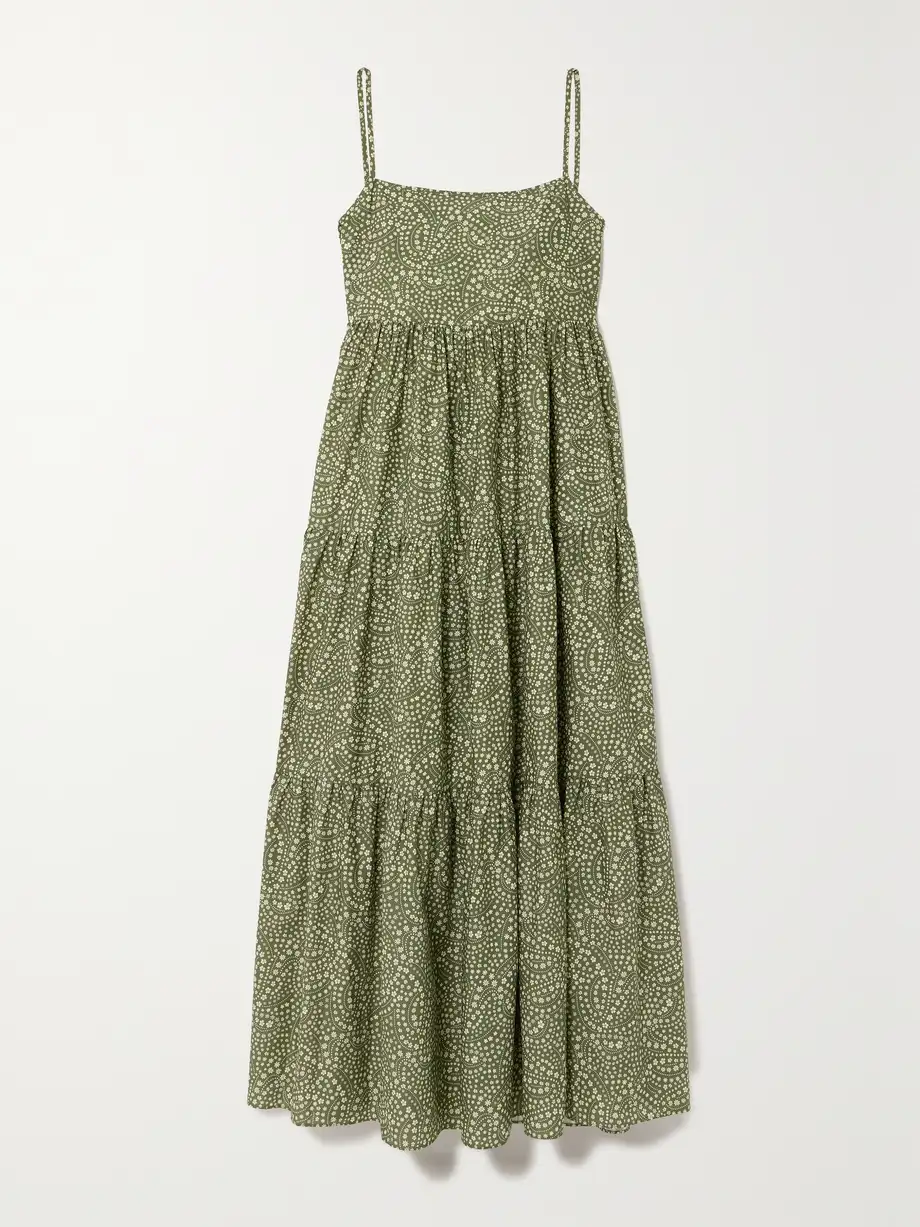 Matteau - + Net Sustain Open-back Floral-print Organic Cotton-poplin Maxi Dress - Green Cover