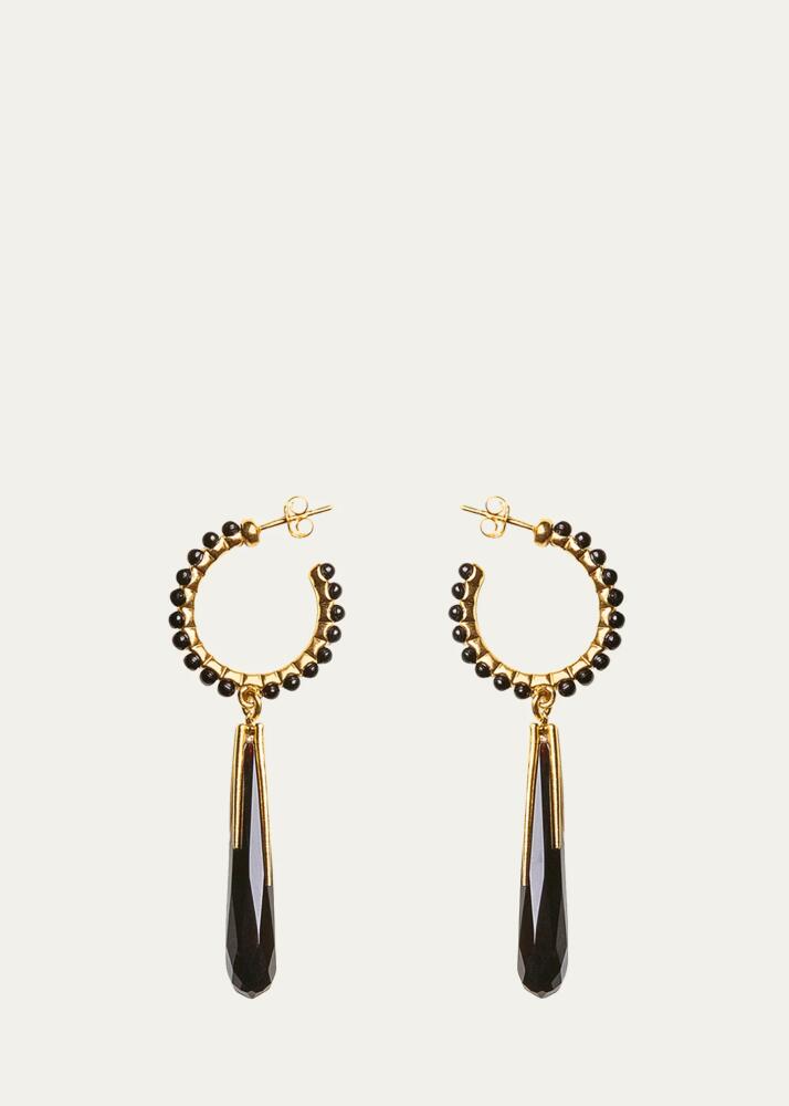 Beatriz Palacios Mourning Onyx and Beaded Hoop Earrings Cover