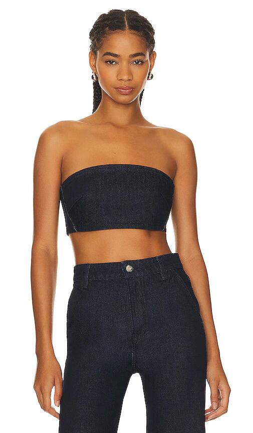 GRLFRND Lilah Denim Tube Top in Blue Cover