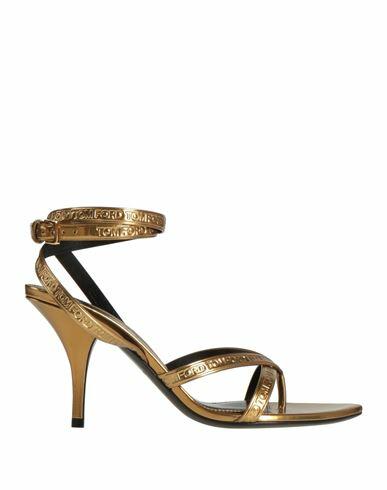 Tom Ford Woman Thong sandal Gold Bovine leather, Brass Cover