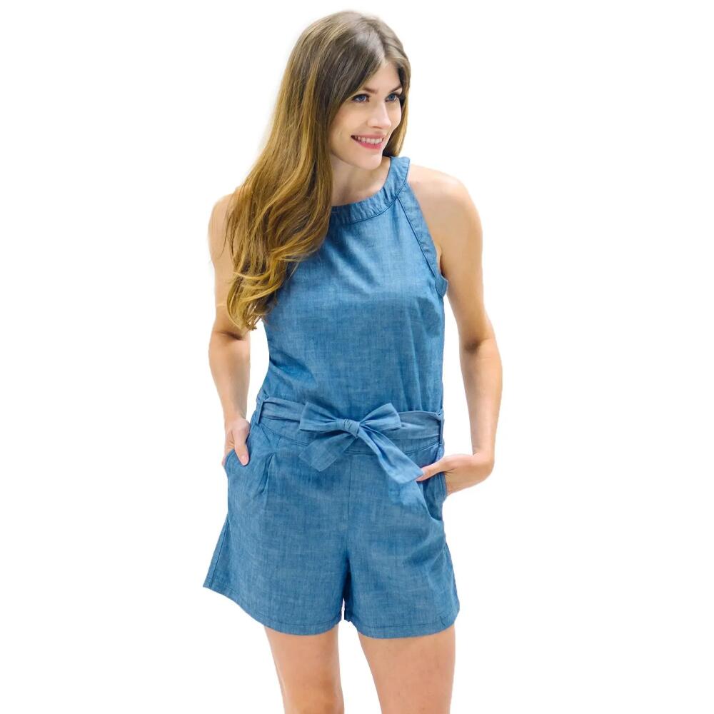 Hope & Henry Womens' Halter Romper in Blue Chambray Cover