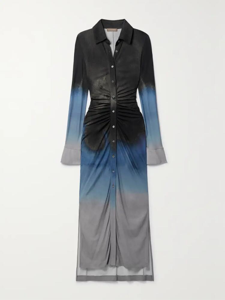 Altuzarra - Claudia Ruched Tie-dyed Jersey Maxi Shirt Dress - Multi Cover