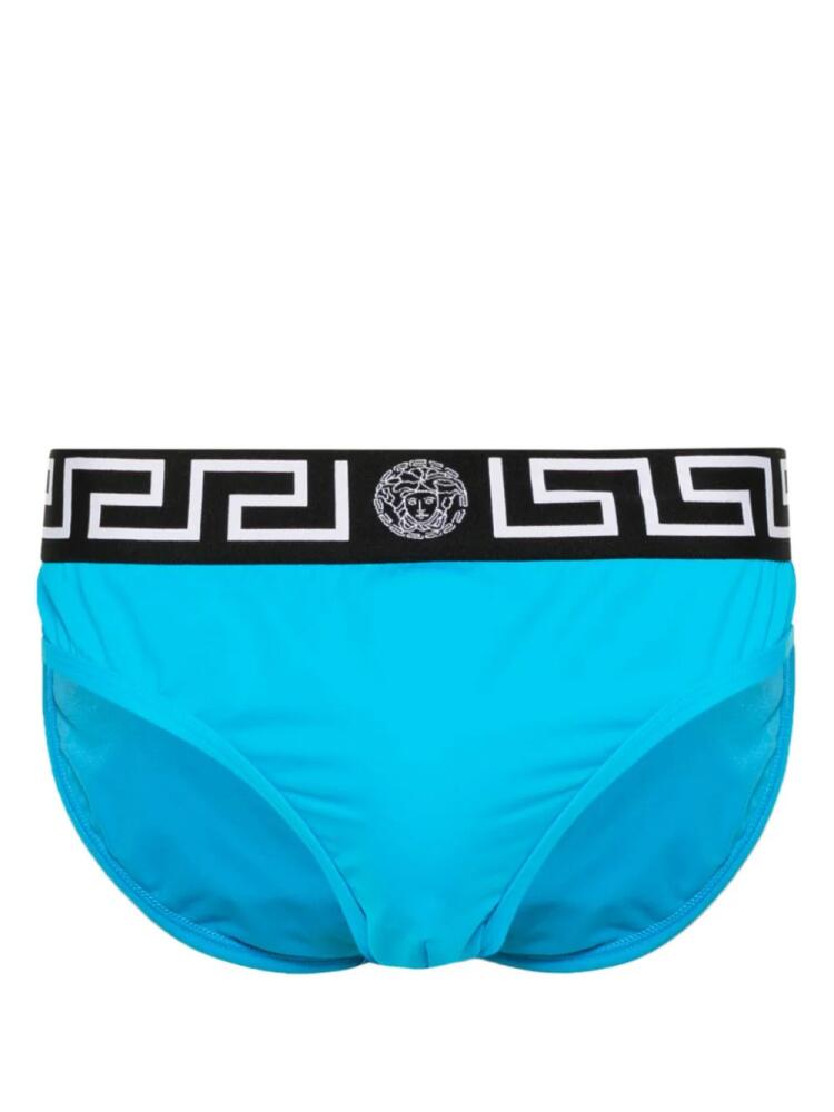 Versace logo-print strap swim trunks - Blue Cover