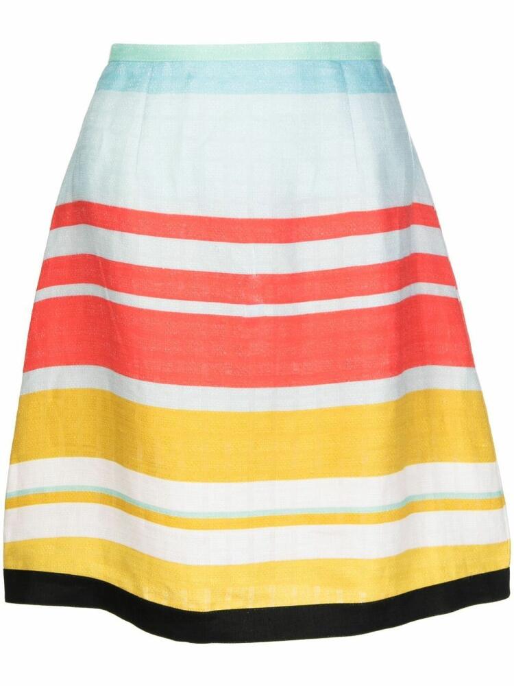 Bambah stripe-print linen mini skirt - Red Cover