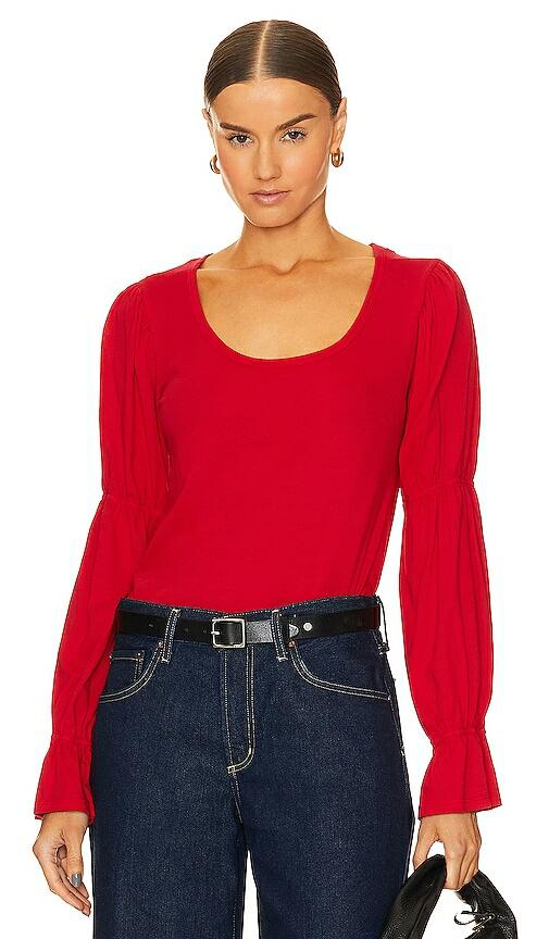 Bobi Puff Sleeve Long Sleeve in Red Cover