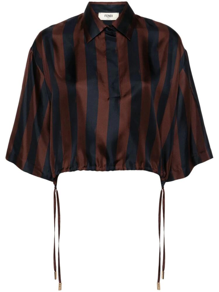 FENDI Pequin striped cropped shirt - Blue Cover