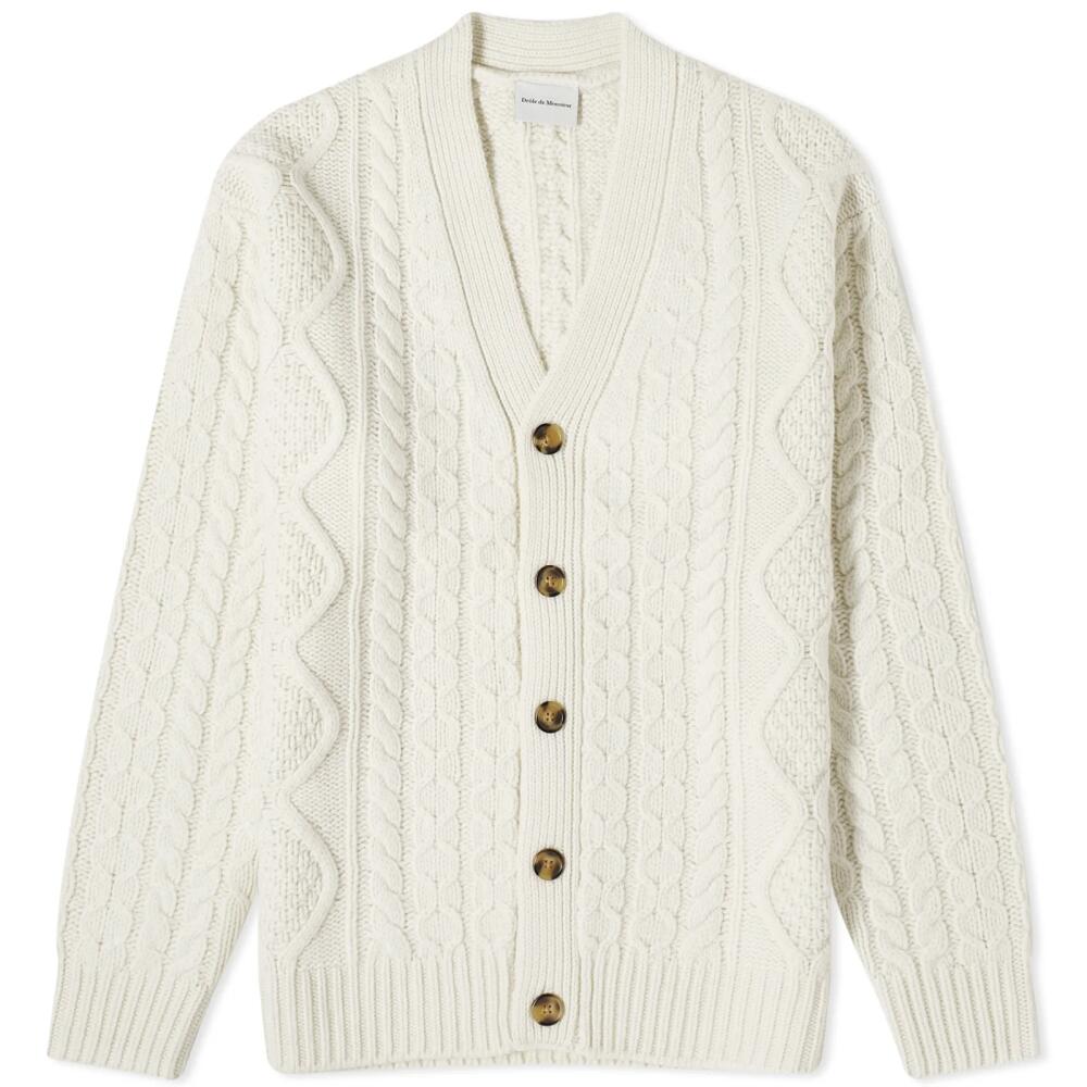 Drôle de Monsieur Men's Cable Knit Cardigan in Cream Cover