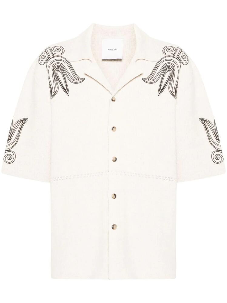 Nanushka embroidered camp-collar cardigan - Neutrals Cover