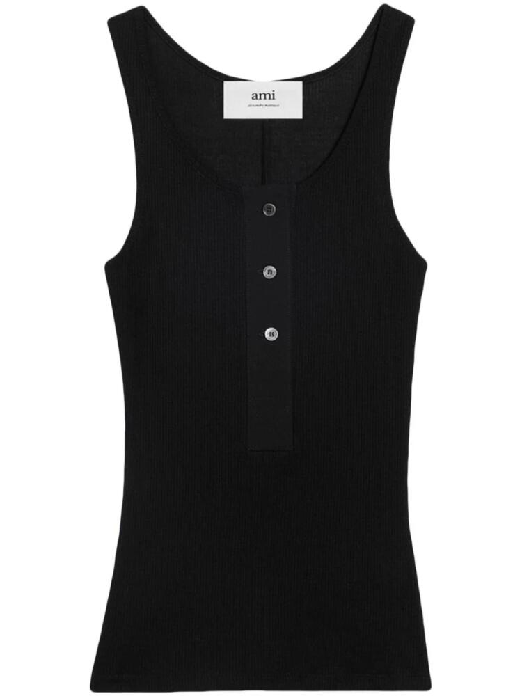 AMI Paris ribbed cotton tank top - Black Cover