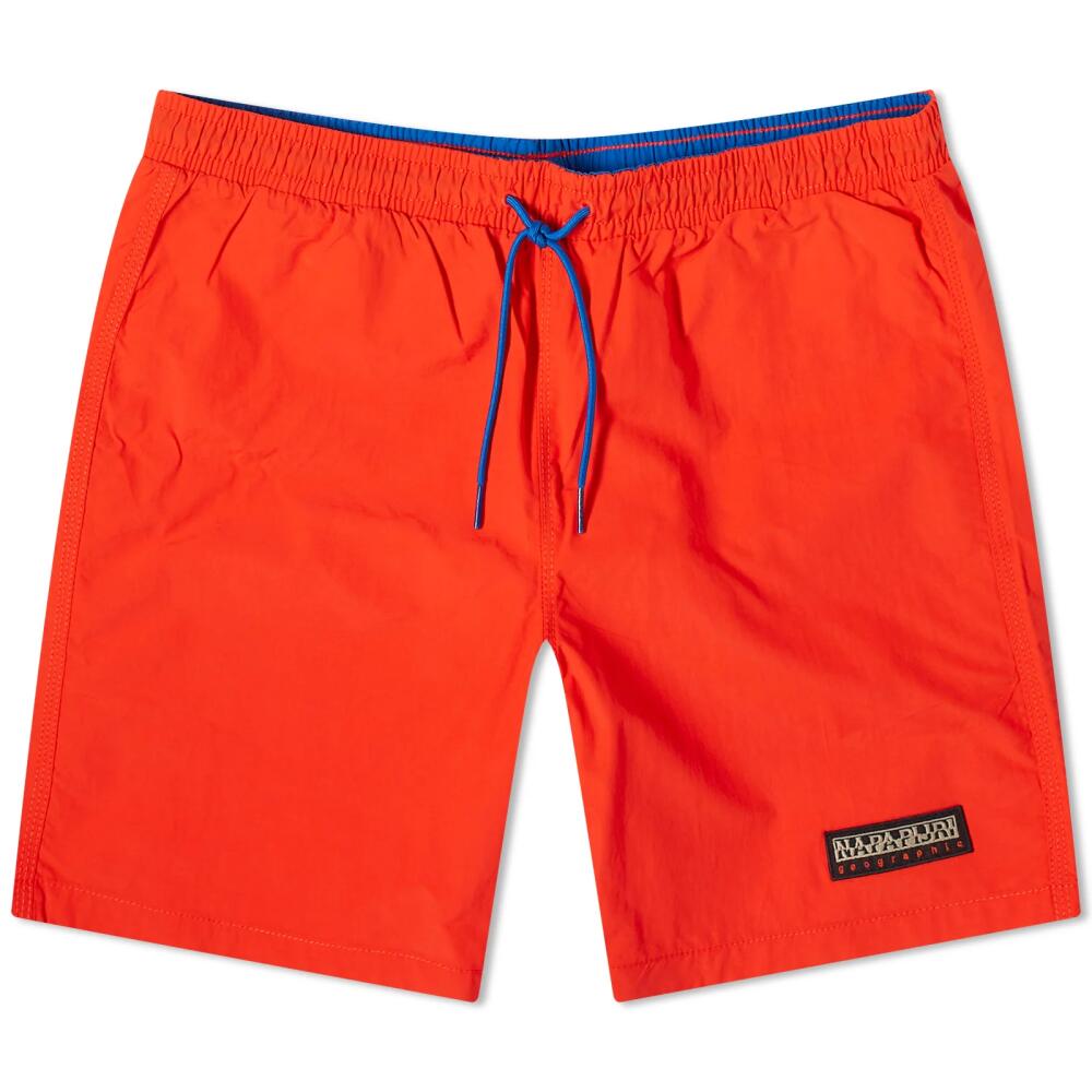 Napapijri Men's Iaato Swim Short in Orange Spicy Cover