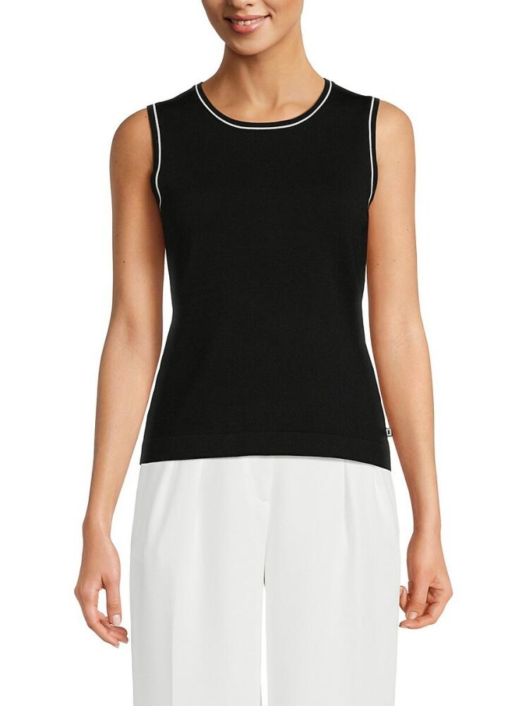 Karl Lagerfeld Paris Women's Tipped Knit Tank Top - Black Cover