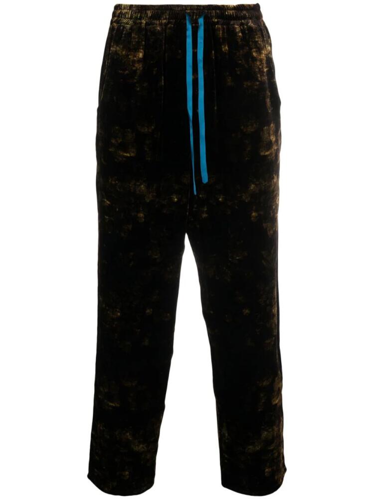 Pierre-Louis Mascia patterned-floral drawstring-waistband trousers - Black Cover