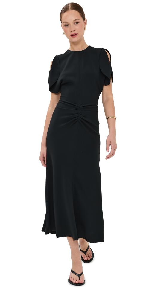 Victoria Beckham Gathered Waist Midi Dress Black Cover