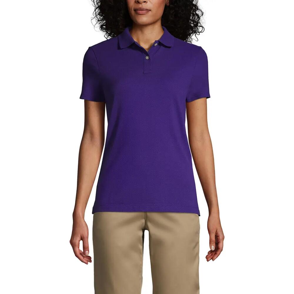 Lands' End School Uniform Young Short Sleeve Feminine Fit Mesh Polo Shirt in Deep Purple Cover