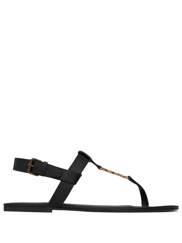 Saint Laurent Cassandre-plaque leather sandals - Black Cover