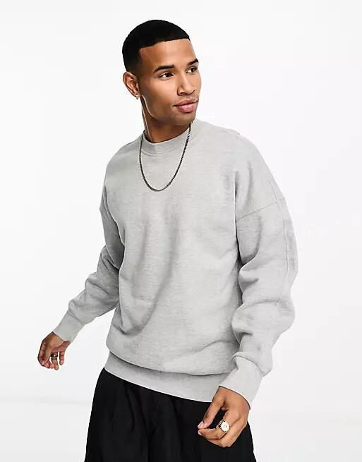 Only & Sons heavyweight crew neck sweatshirt in gray melange Cover