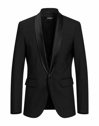 Dsquared2 Man Blazer Black Polyester, Virgin Wool, Elastane, Silk Cover