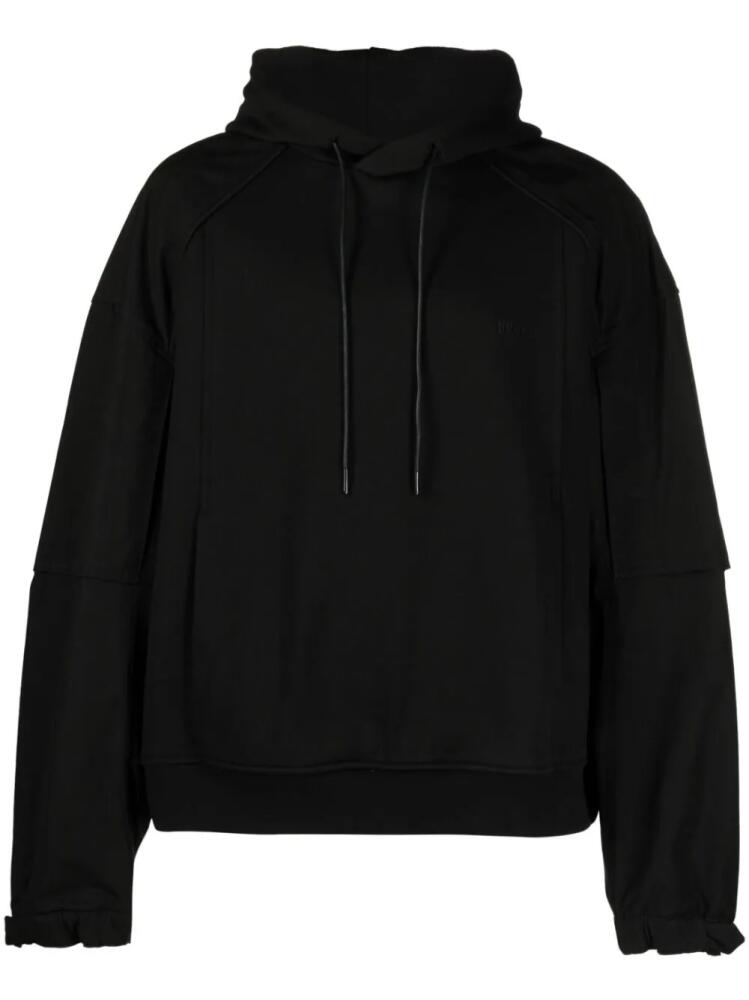 Juun.J logo-embroidered cotton hoodie - Black Cover