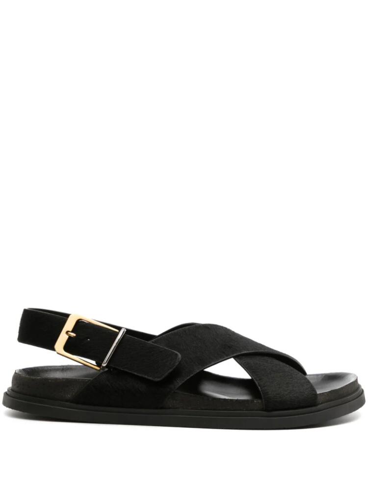 The Row crossover-strap leather sandals - Black Cover