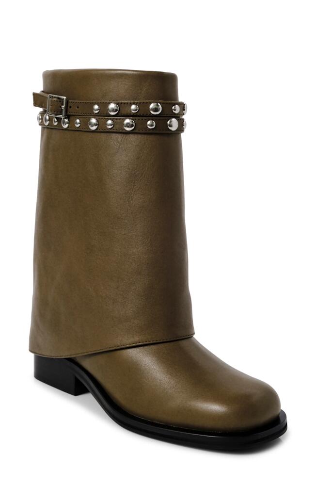 Free People Scorpio Studded Foldover Bootie in Olive Leather Cover