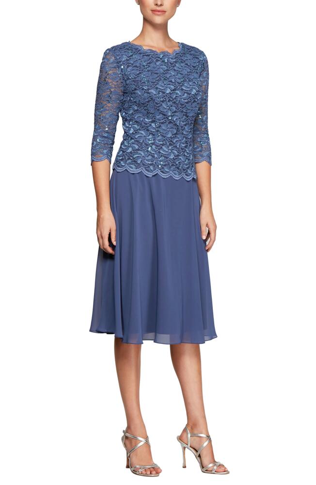 Alex Evenings Faux Two-Piece Cocktail Dress in Wedgewood Cover