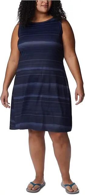 Columbia Plus Size Chill River Printed Dress (Nocturnal/Horizons Stripe) Women's Clothing Cover