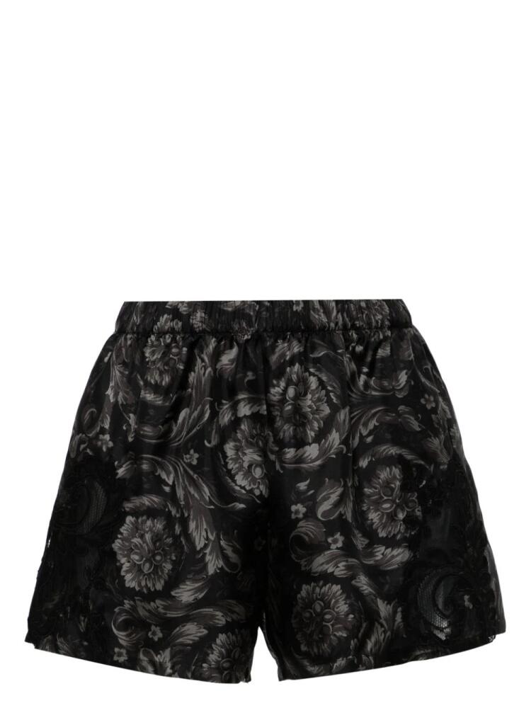 Versace Barocco-print silk pyjama shorts - Black Cover