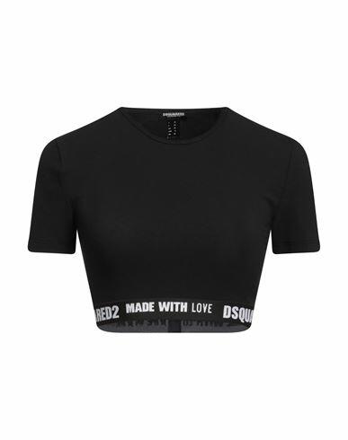 Dsquared2 Woman Undershirt Black Cotton, Elastane Cover