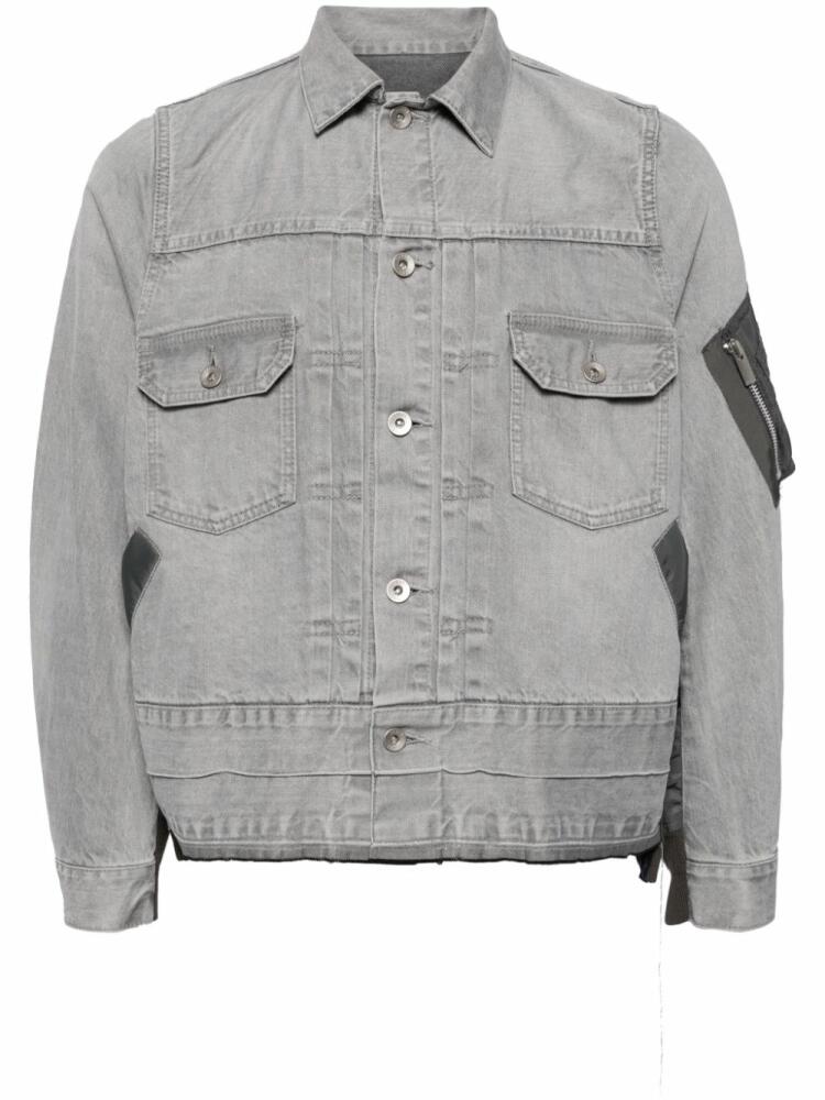 sacai panelled denim jacket - Grey Cover