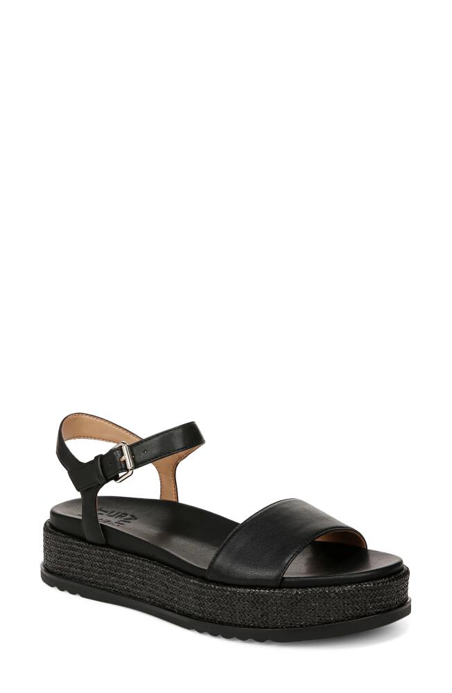 Naturalizer Zane Ankle Strap Platform Sandal in Black Smooth Faux Leather Cover