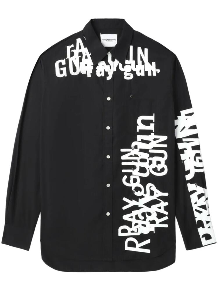 Takahiromiyashita The Soloist graphic letter-print two-tone shirt - Black Cover