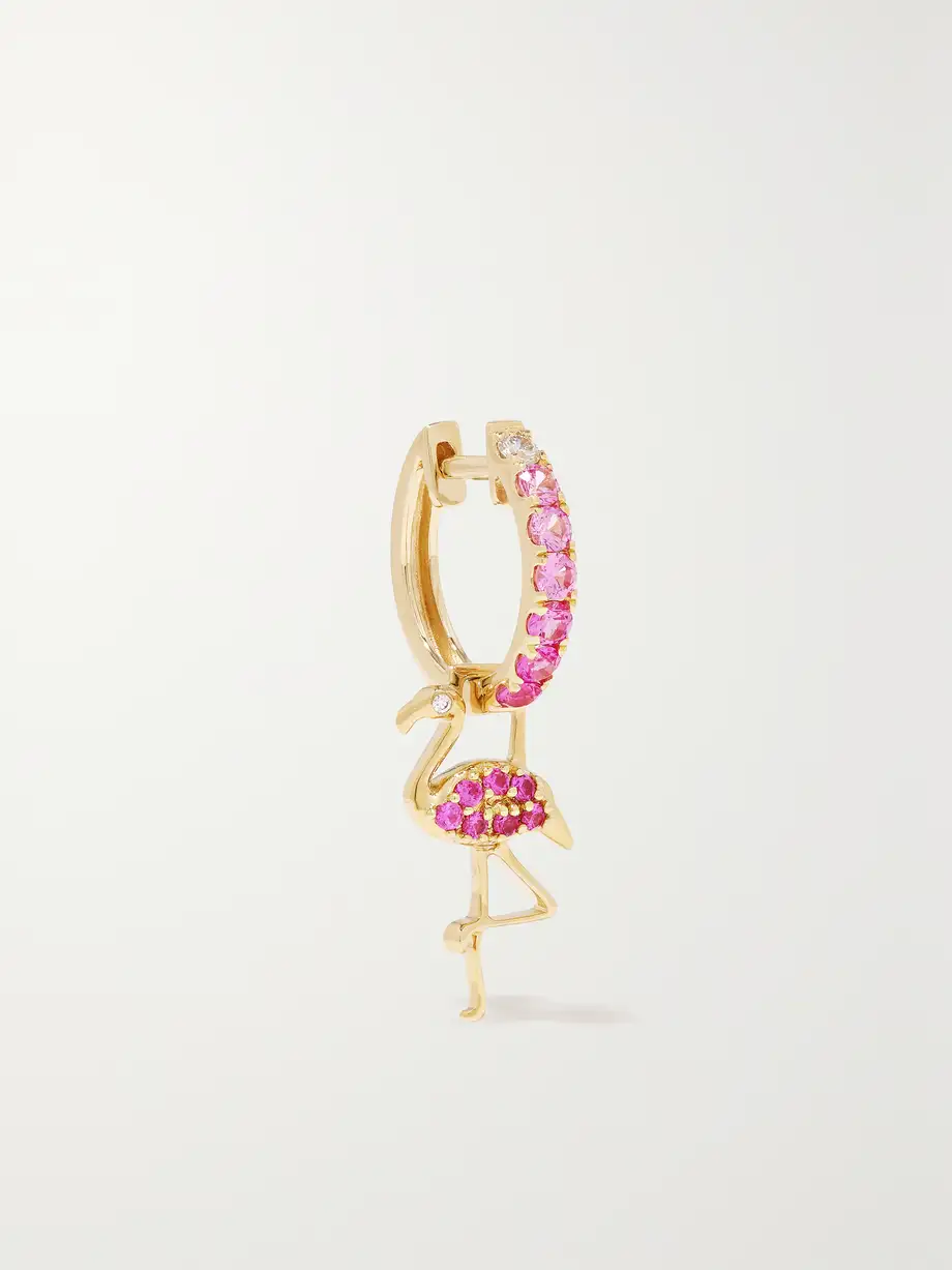 Robinson Pelham - Flamingo Earwish 14-karat Gold, Sapphire And Diamond Single Hoop Earring - One size Cover