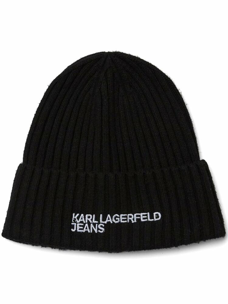 Karl Lagerfeld Jeans logo-embroidered beanie - Black Cover