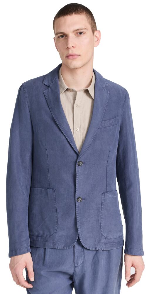 Officine Generale Nehemiah Garment Dye Italian Lyocell Cotton Linen Jacket Nightshadow Cover