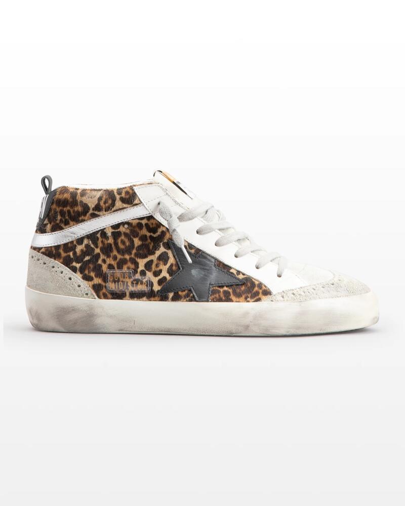 Golden Goose Mid Star Leopard-Print Leather Sneakers Cover