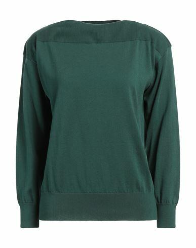 Alpha Studio Woman Sweater Dark green Cotton Cover