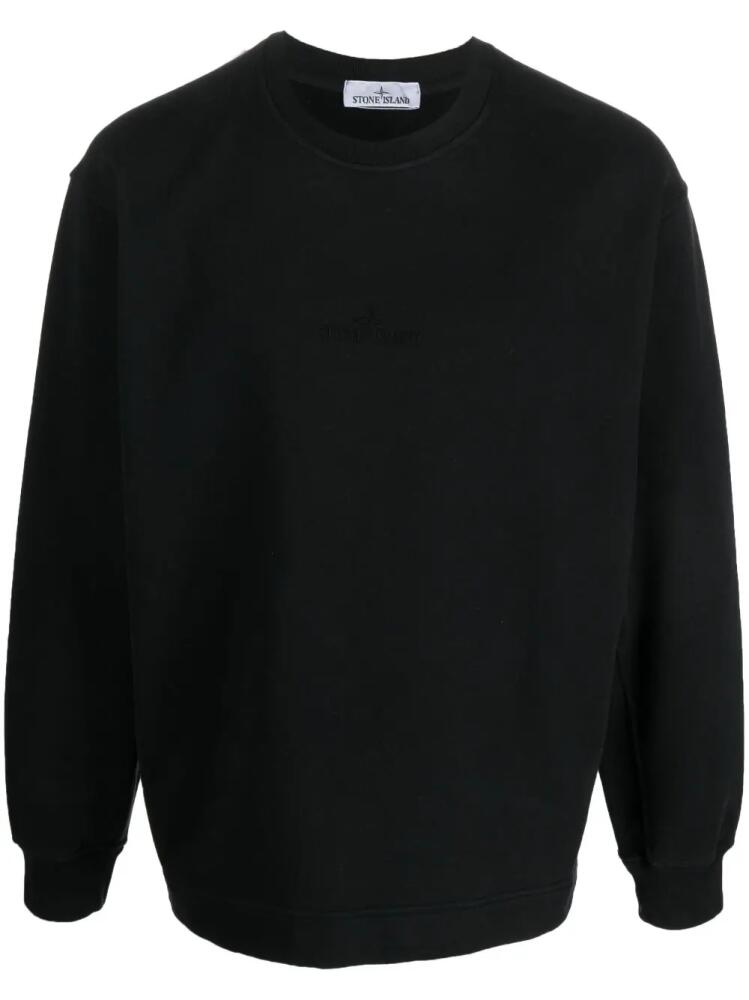 Stone Island logo-embroidered cotton sweatshirt - Black Cover