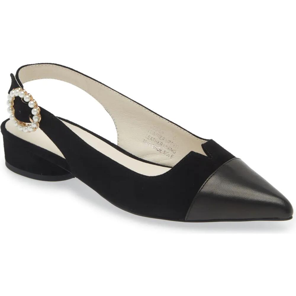 KOKO + PALENKI Stella Pointed Cap Toe Slingback Pump in Black Suede Cover