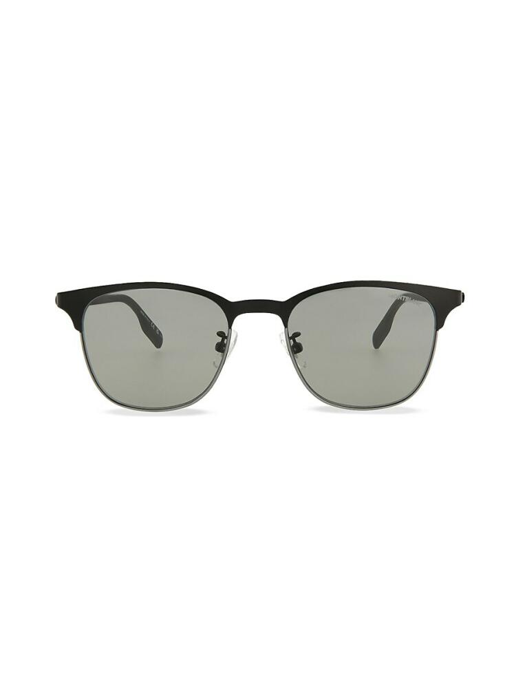 Montblanc Men's 53MM Square Clubmaster Sunglasses - Black Grey Cover