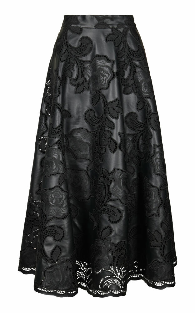 Johanna Ortiz - Mesopotamia Embroidered Vegan Leather Maxi Skirt - Black Cover