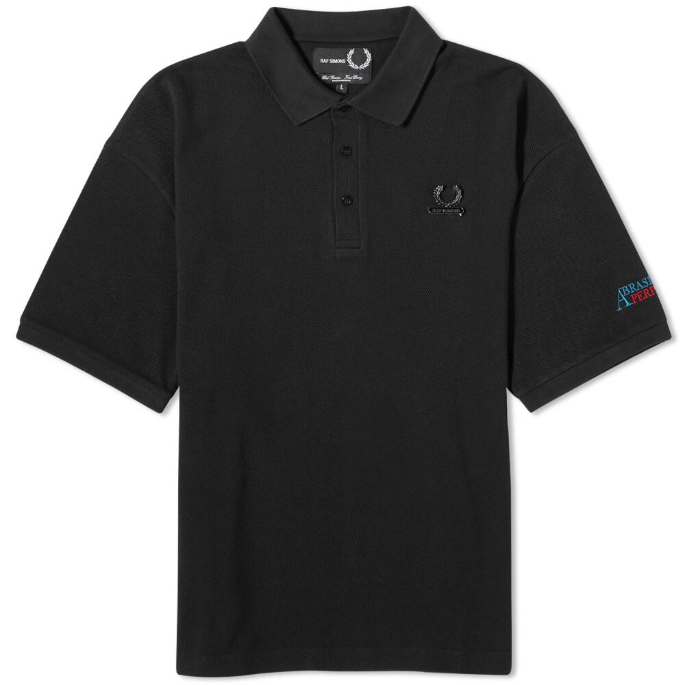 Fred Perry Men's x Raf Simons Embroidered Oversized Polo Shirt in Black Cover