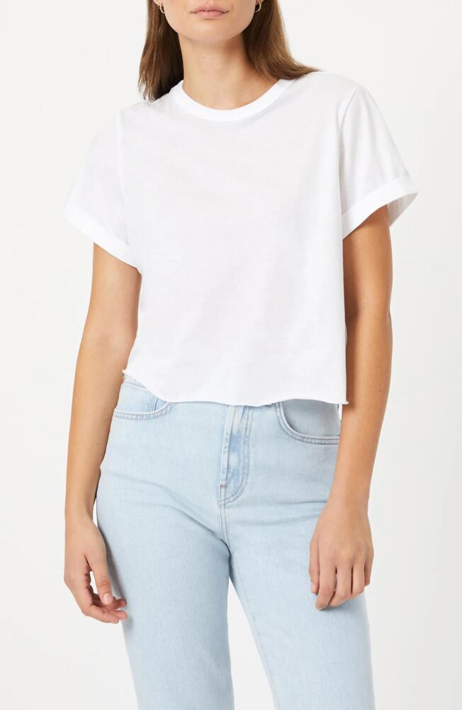 Mavi Jeans Raw Hem Crop T-Shirt in White Cover