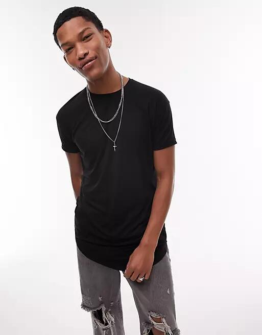 Topman longline T-shirt in black Cover