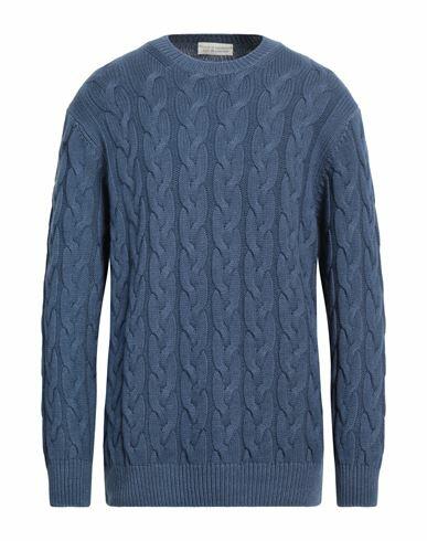 Filippo De Laurentiis Man Sweater Slate blue Merino Wool, Silk, Cashmere Cover