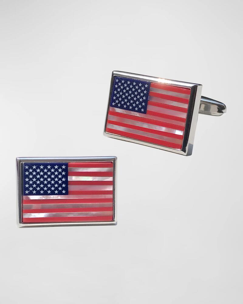 Link Up Men's Mother-Of-Pearl American Flag Cufflinks Cover